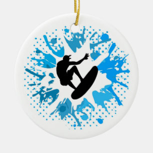 Grunge surfer ceramic ornament