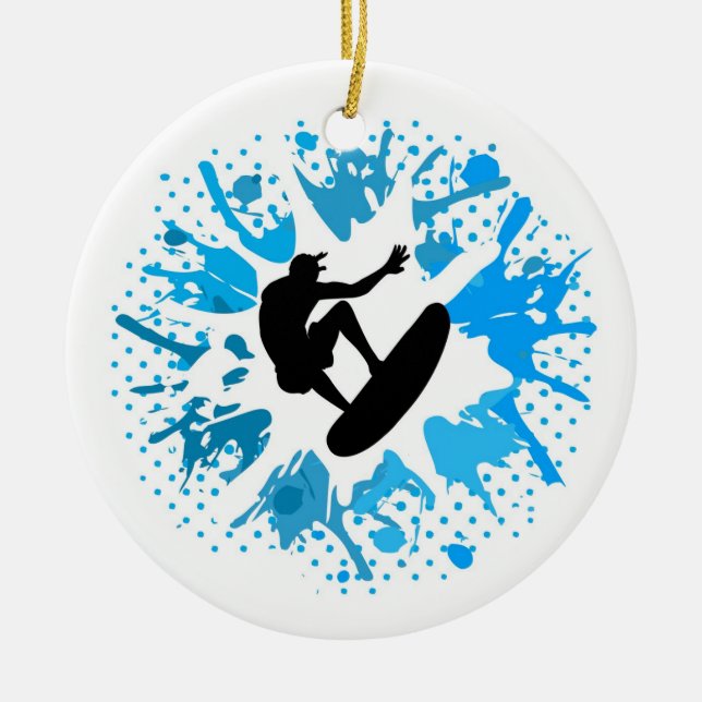 Grunge surfer ceramic ornament (Front)