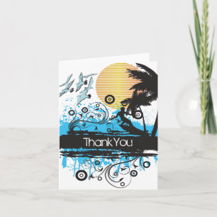Grunge Surfing Beach Surfer Thank You Card