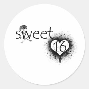 Grunge "Sweet 16" Design Classic Round Sticker