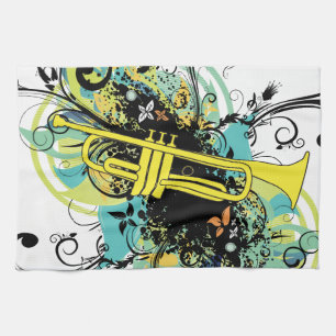 Grunge Swirl Trumpet Kitchen Towel