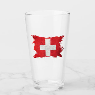 Grunge Switzerland flag, Brush stroke, Swiss flag Glass