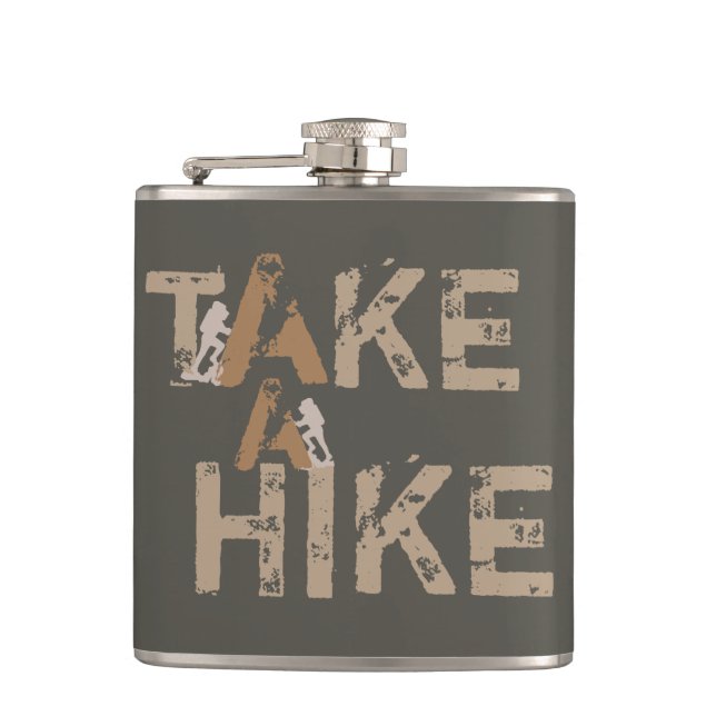 Grunge Take a Hike Typography Hip Flask (Front)