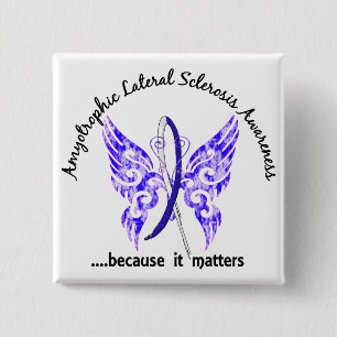 Grunge Tattoo Butterfly 6.1 ALS 2 Inch Square Button