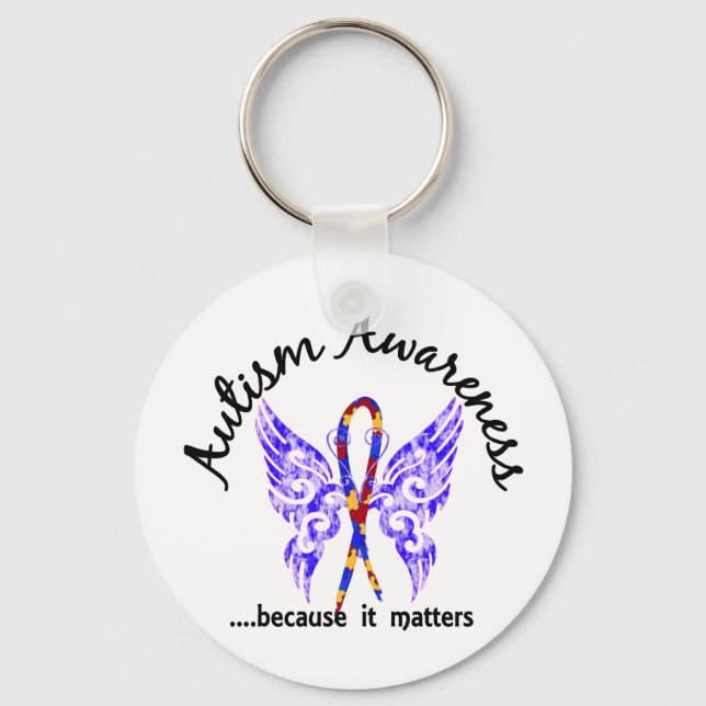Grunge Tattoo Butterfly 6.1 Autism Keychain (Front)