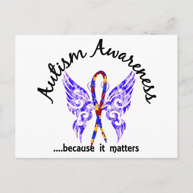 Grunge Tattoo Butterfly 6.1 Autism Postcard (Front)