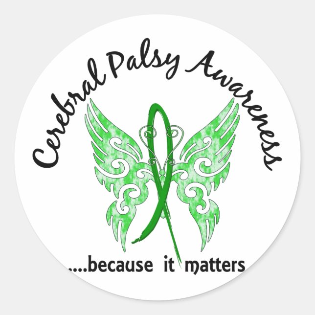 Grunge Tattoo Butterfly 6.1 Cerebral Palsy Classic Round Sticker (Front)