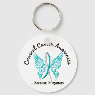 Grunge Tattoo Butterfly 6.1 Cervical Cancer Keychain