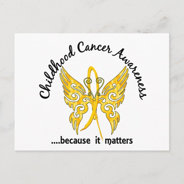 Grunge Tattoo Butterfly 6.1 Childhood Cancer Postcard (Front)
