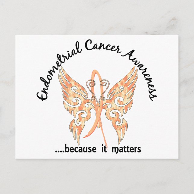 Grunge Tattoo Butterfly 6.1 Endometrial Cancer Postcard (Front)