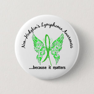 Grunge Tattoo Butterfly 6.1 Non-Hodgkin's Lymphoma 2 Inch Round Button