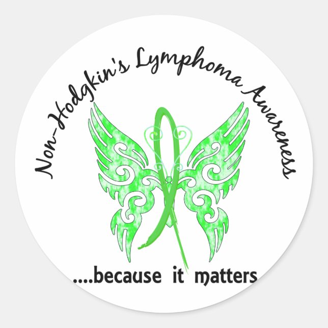 Grunge Tattoo Butterfly 6.1 Non-Hodgkin's Lymphoma Classic Round Sticker (Front)