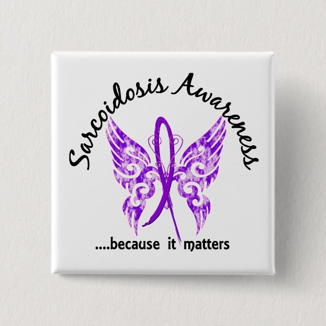 Grunge Tattoo Butterfly 6.1 Sarcoidosis 2 Inch Square Button (Front)