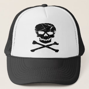 Grunge Tattoo Skull and Cross Bones Trucker Hat