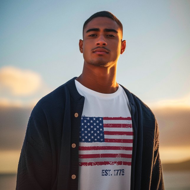 Grunge Text and American Flag T-Shirt (4th of July Tee)