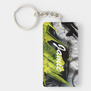 Grunge texture expressive brush strokes keychain
