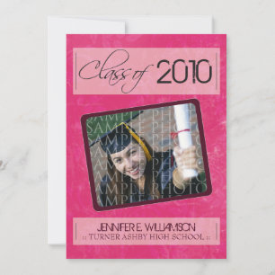 Grunge Texture Graduation Announcement (hot pink)