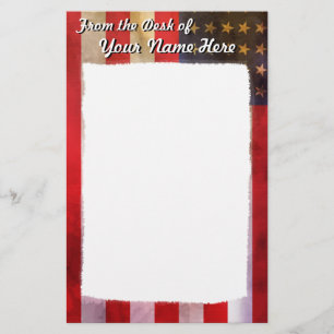 Grunge Textured American Flag Stationery