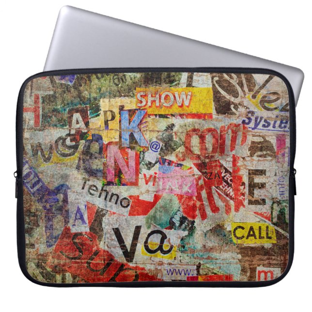 Grunge textured background design with old torn ne laptop sleeve (Front)