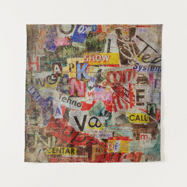 Grunge textured background design with old torn ne tapestry (Front)