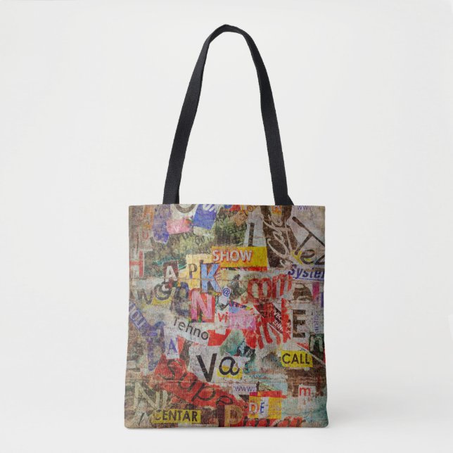 Grunge textured background design with old torn ne tote bag (Front)