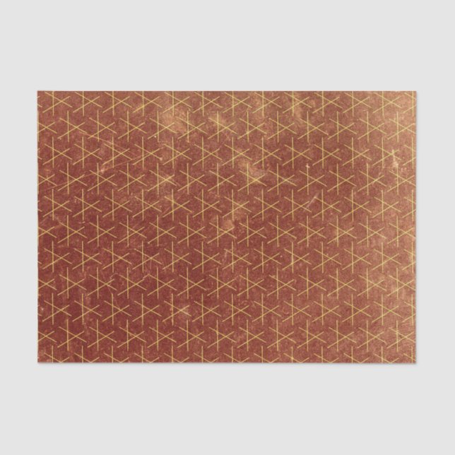 Grunge Textured Pattern Geometric Decorative Brown Tissue Paper (Front)