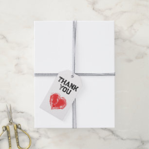 Grunge Thank You Distressed Messy Red Heart Favour Gift Tags