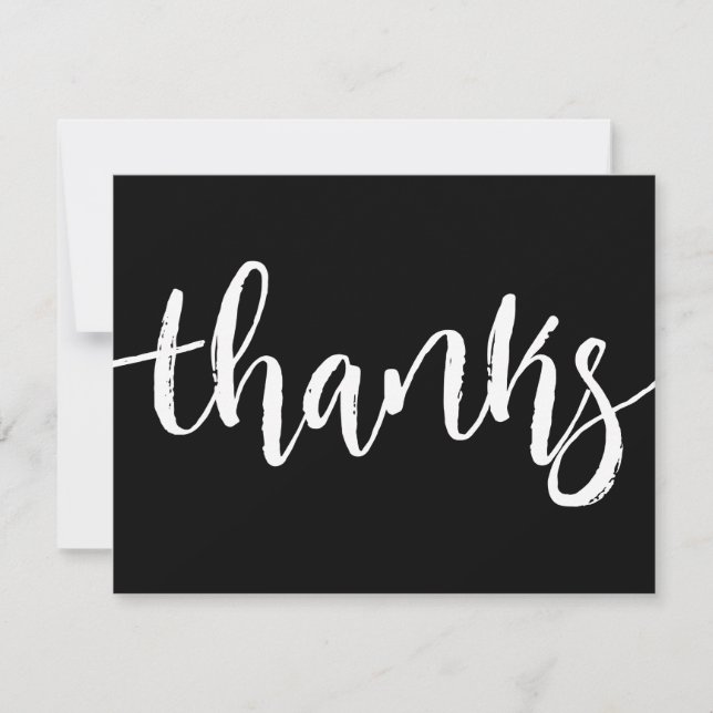 Grunge Thanks Business Logo on Back Black White  Thank You Card (Front)