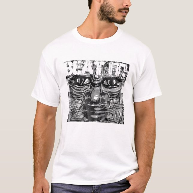 Grunge Theme with Monster Face and Typography T-Shirt (Front)