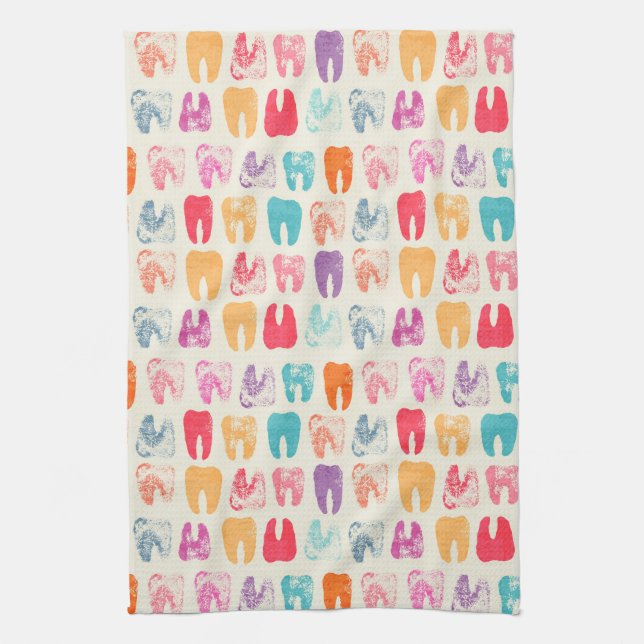 Grunge Tooth Pattern Kitchen Towel (Vertical)