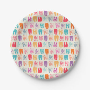 Grunge Tooth Pattern Paper Plate