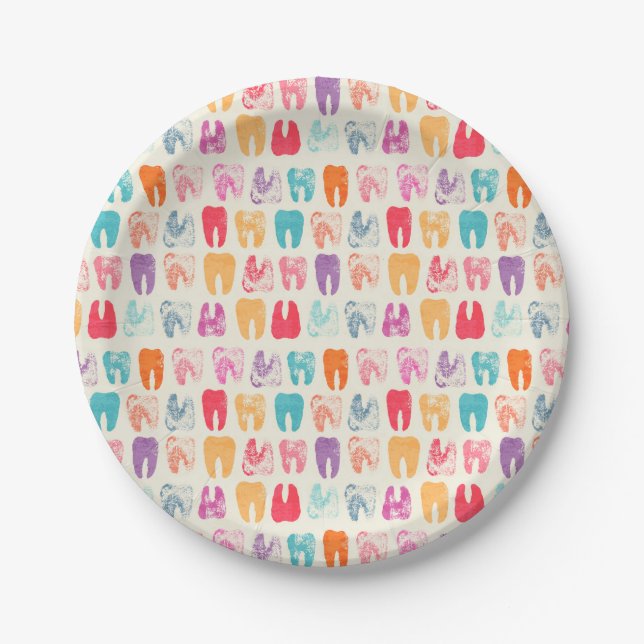 Grunge Tooth Pattern Paper Plate (Front)