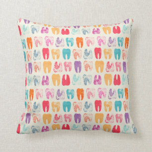 Grunge Tooth Pattern Throw Pillow