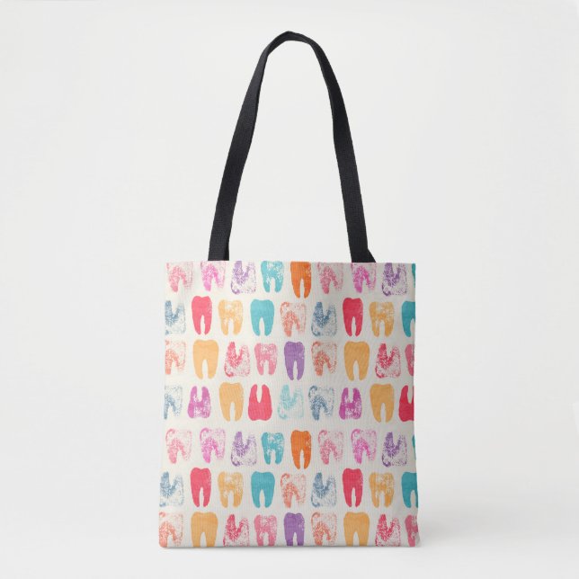 Grunge Tooth Pattern Tote Bag (Front)