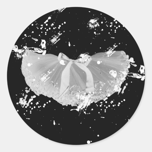 Grunge Tutu on black Classic Round Sticker (Front)