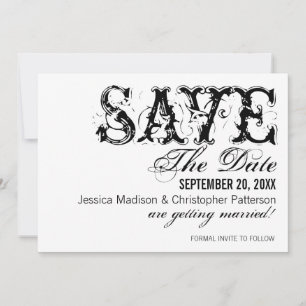 Grunge Typography Save the Date, Black Date