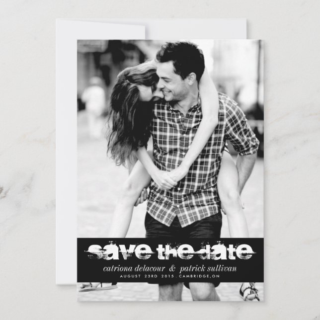 GRUNGE TYPOGRAPHY SAVE THE DATE PHOTO ANNOUNCEMENT (Front)