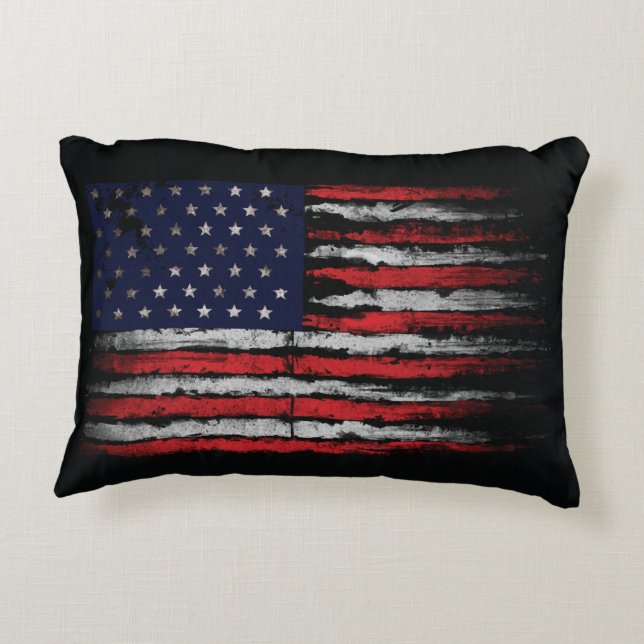Grunge U.S.A flag Accent Pillow (Back)
