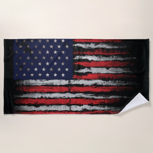 Grunge U.S.A flag Beach Towel (Front)