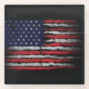 Grunge U.S.A flag Glass Coaster