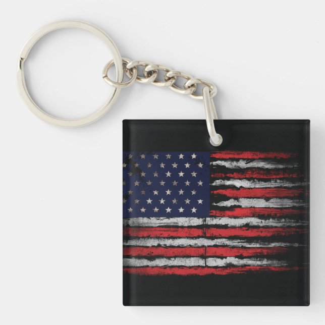 Grunge U.S.A flag Keychain (Front)