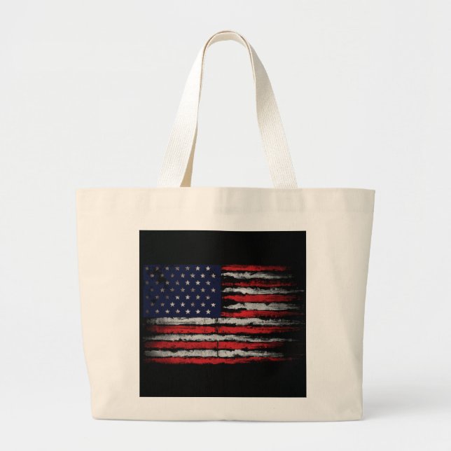 Grunge U.S.A flag Large Tote Bag (Front)