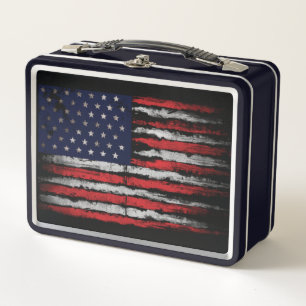 Grunge U.S.A flag Metal Lunch Box