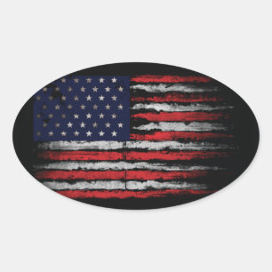 Grunge U.S.A flag Oval Sticker