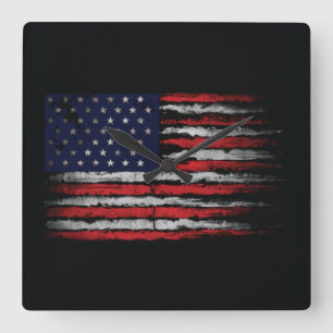 Grunge U.S.A flag Square Wall Clock