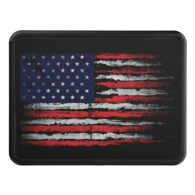 Grunge U.S.A flag Trailer Hitch Cover (Front)