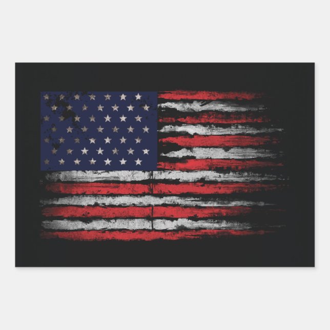 Grunge U.S.A flag Wrapping Paper Sheet (Front 3)