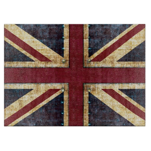 Grunge Union Jack Cutting Board (Front)
