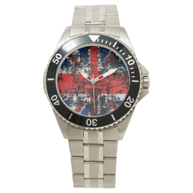 Grunge Union Jack Men's Watch (Front)
