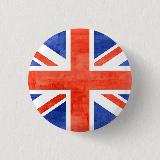 Grunge United Kingdom Flag 1 Inch Round Button (Front)